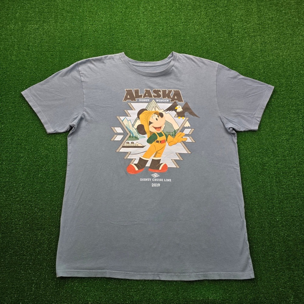 Disney Cruise Line 2019 Alaska Wonder Tshirt Mens‎ XL Blue Mickey Mouse Sailing